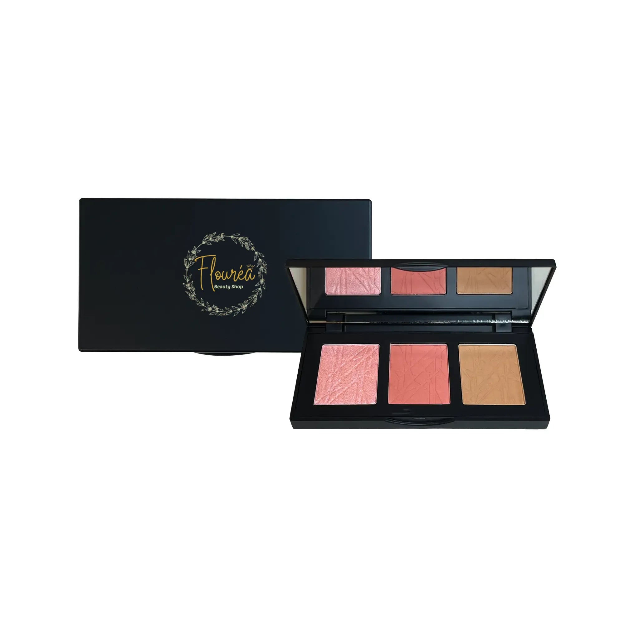 Flourea Pro Cheek Palette – Blendable Blush, Bronzer & Highlighter for a Sculpted Glow