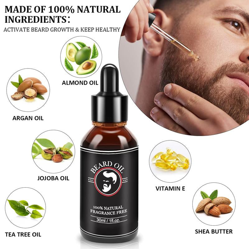 Ultimate Beard Growth & Grooming Kit for Him - Perfect Valentine's Day Gift with Beard Oil, Balm, Brush, Comb, and Scissors for Stylish Men