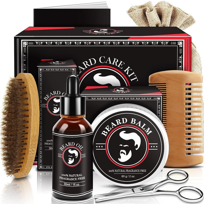 Ultimate Beard Growth & Grooming Kit for Him - Perfect Valentine's Day Gift with Beard Oil, Balm, Brush, Comb, and Scissors for Stylish Men