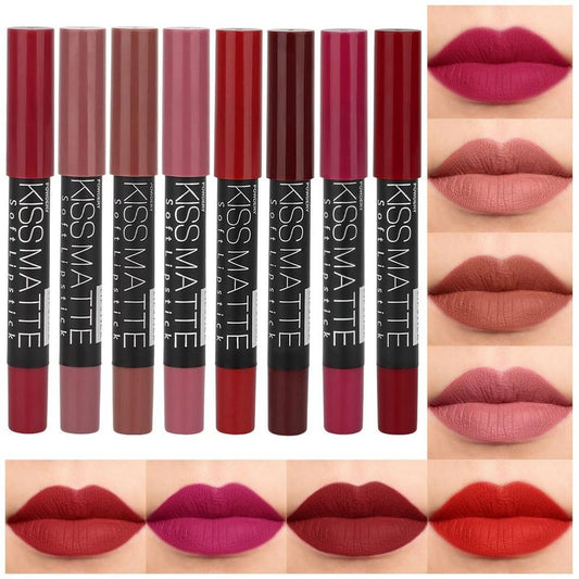 Transform Your Look with the Korea 8-Piece Velvet Matte Lipstick & Lip Liner Set in Stunning Shades