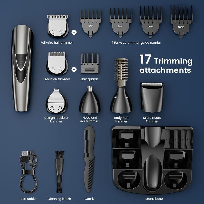 SHPAVVER Ultimate All-In-One Beard & Hair Trimmer Kit for Men and Women - Cordless Grooming Solution with 16 Accessories for Precision Trimming